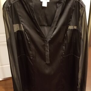 Cache Black Sheer Tunic Top